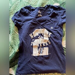 Majestic Navy New York Yankees V-Neck Tee